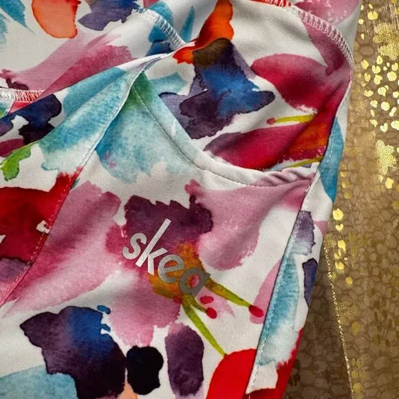 Skea Active Skort Watercolor Floral Spring Summer Golf Tennis Skirt Shorts Large - Picture 4 of 7